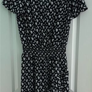 Michael Kors Black and White Flutter Sleeve Sundress